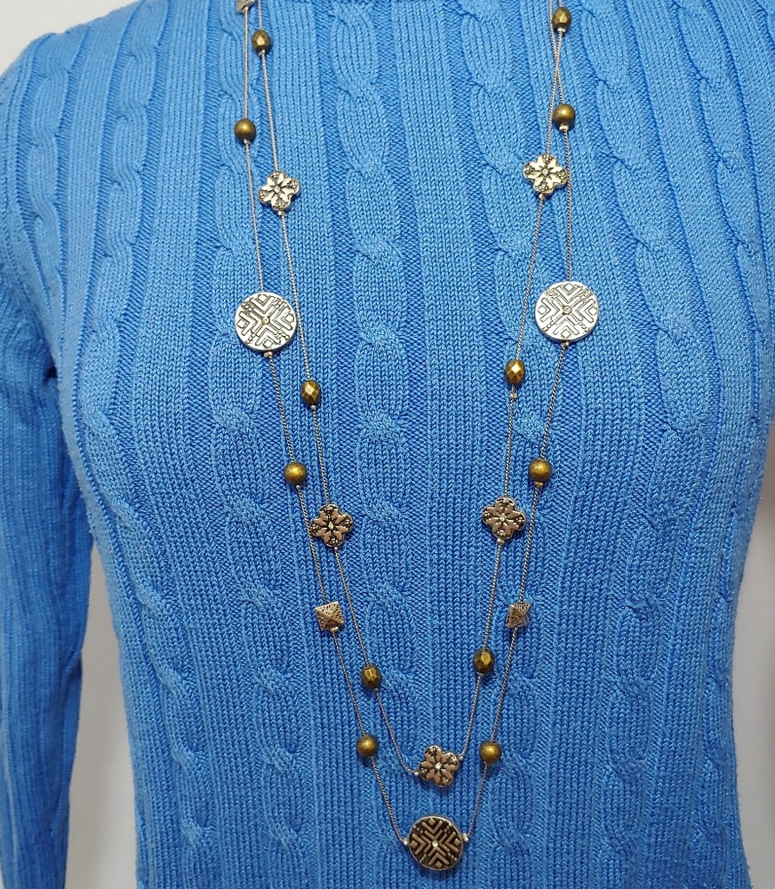 Double Layer Multi Metal Bead Necklace